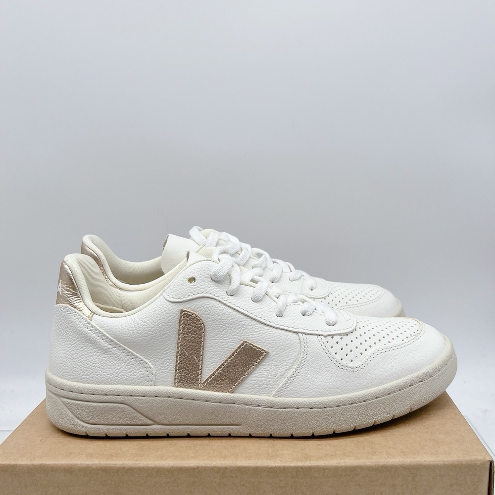 Veja V-10 Womens Fashion Sneakers Chromefree White Platine Leather Lace Up US 10 - Picture 5 of 14